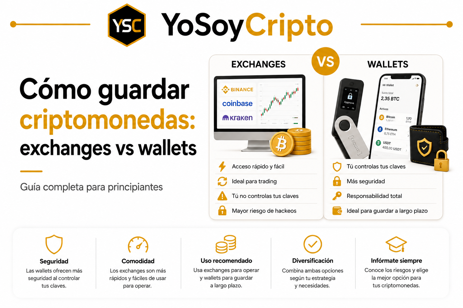 Cómo guardar criptomonedas: exchanges vs wallets